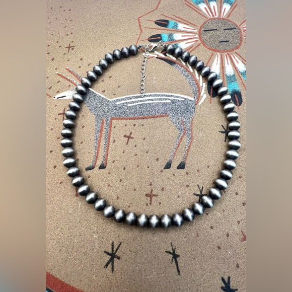 Three Southwestern Faux Navajo Pearl 6-10mm Silver Tone Beaded Necklace… - Picture 5 of 7